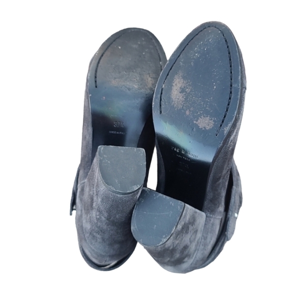 rag & bone Harrow Gray Suede Ankle Boots 7 37.5  Smoke Strappy Moto Booties - Picture 13 of 17